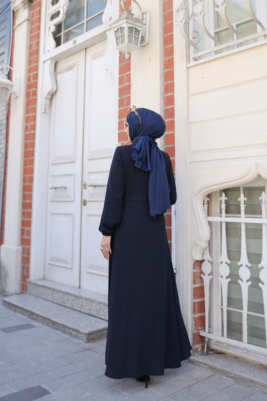 Allerli Kiloş Bağcıklı Ferace Lacivert - 9041 - 28