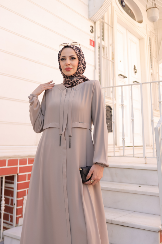 Allerli Kiloş Bağcıklı Ferace Taş- 9041 - 22