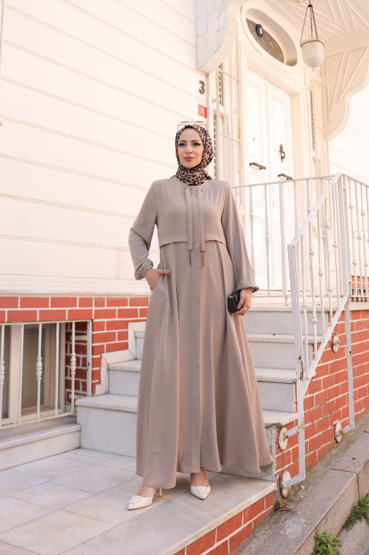 Allerli Kiloş Bağcıklı Ferace Taş- 9041 - 15