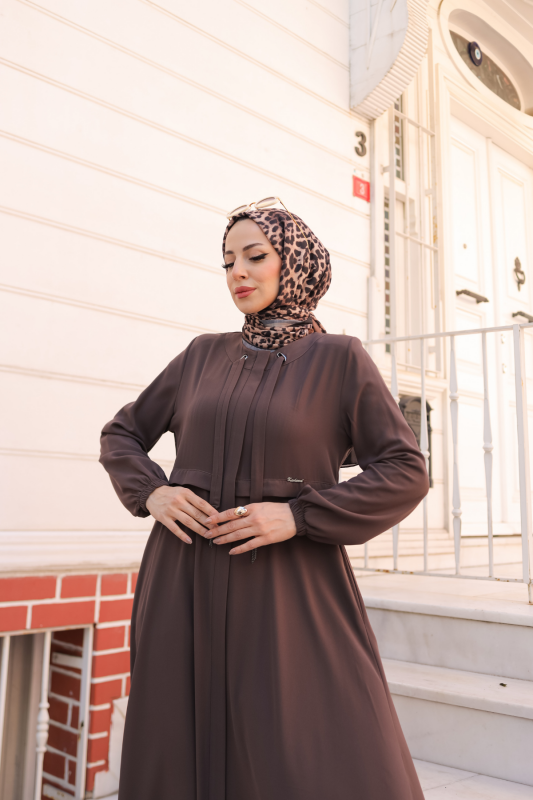 Allerli Kiloş Bağcıklı Ferace Vizon- 9041 - 8
