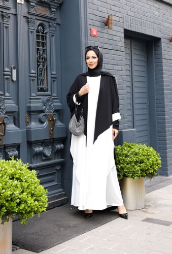 Almila Medine İpeği Elbise & Kimono Beyaz- 1003 - 1