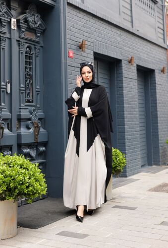 Almila Medine İpeği Elbise & Kimono Ekru - 1003 - 4