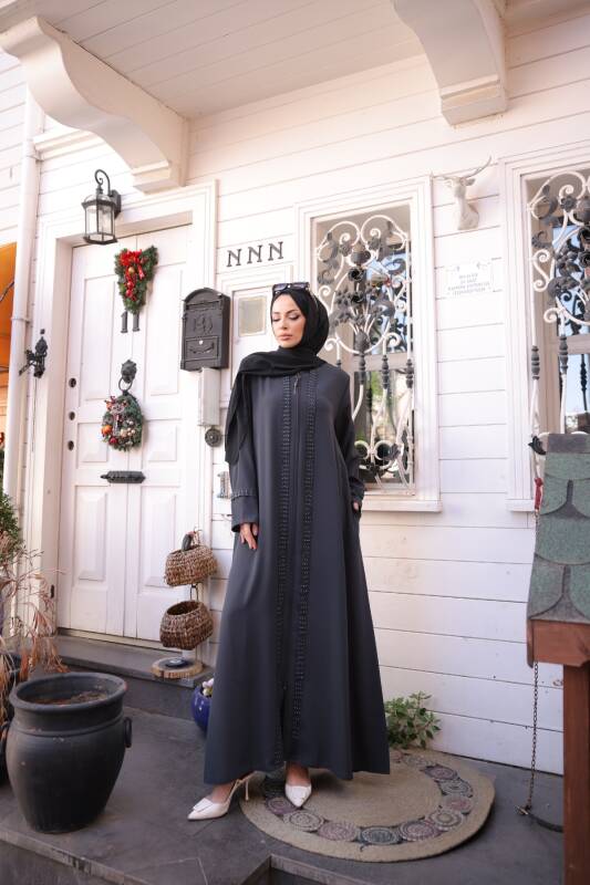 Anne Dantelli Taşlı Füme - 9008 - 1