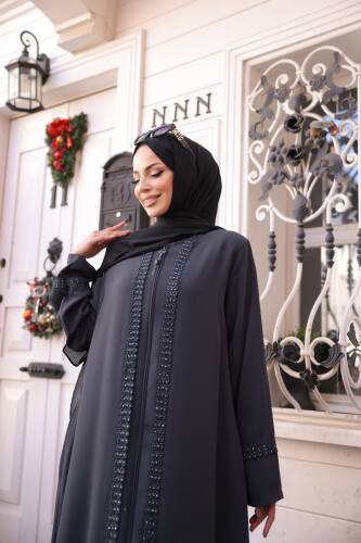 Anne Dantelli Taşlı Füme - 9008 - 2