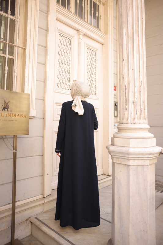 Anne Mac Taşlı Saç örgülü Ferace Siyah - 9044 - 3