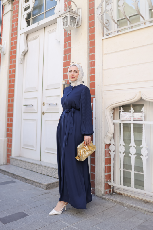 Aslım Abaya Lacivert- 9034 - 1