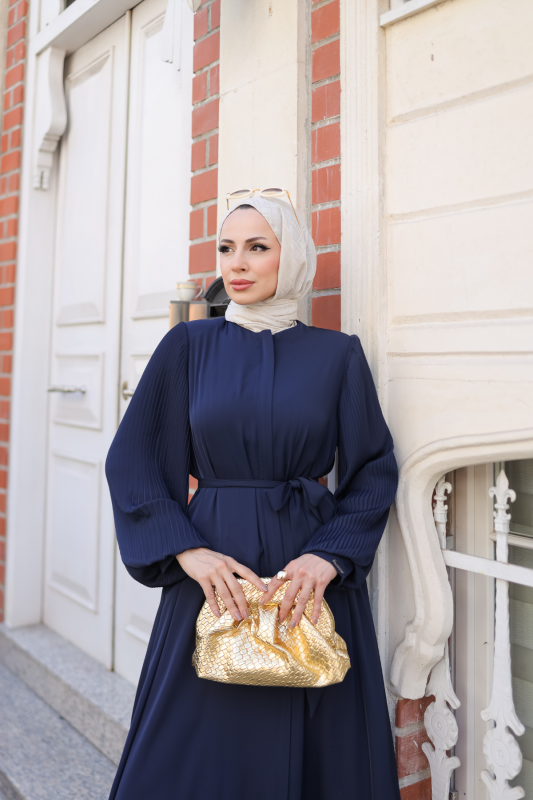 Aslım Abaya Lacivert- 9034 - 2