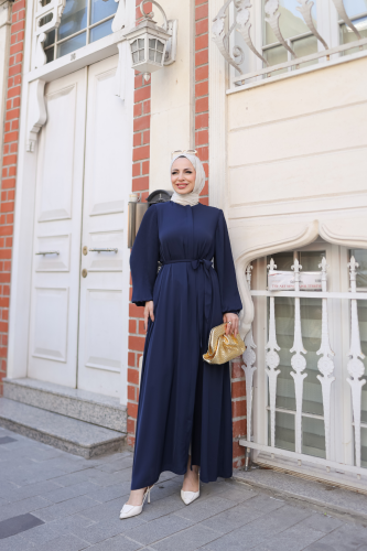 Aslım Abaya Lacivert- 9034 - 6