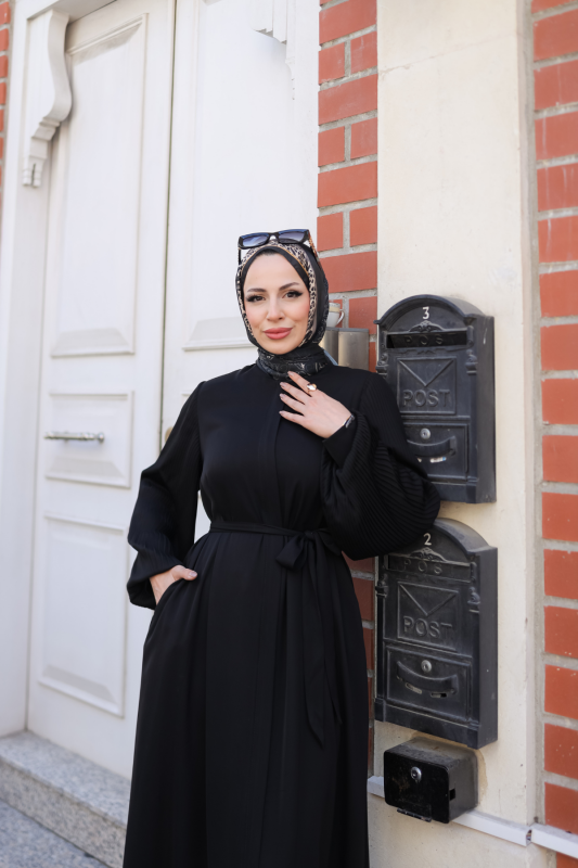 Aslım Abaya Siyah- 9034 - 2