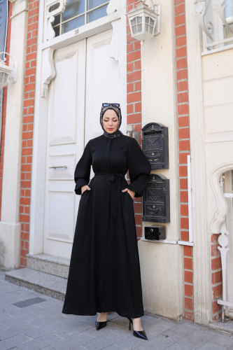 Aslım Abaya Siyah- 9034 - 5