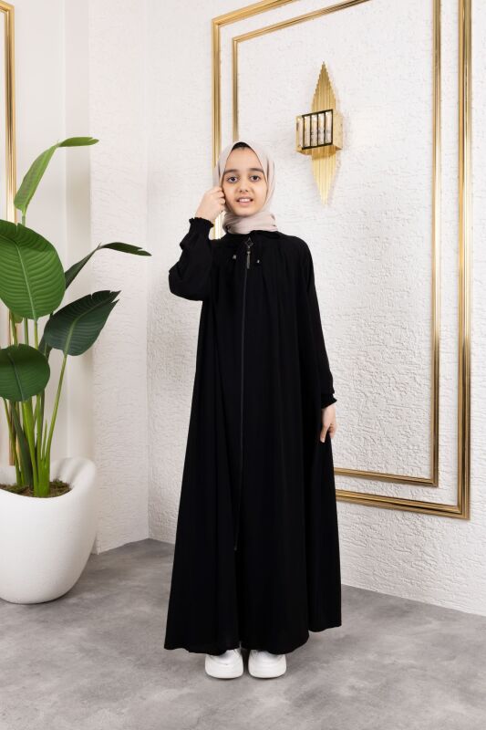 BAĞCIKLI PİLELİ ÇOCUK FERACE & Siyah - 4007 - 2
