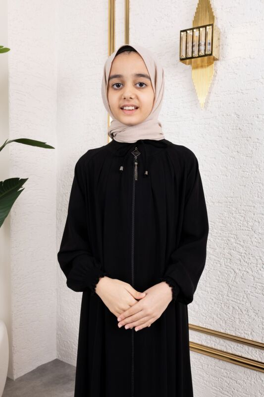 BAĞCIKLI PİLELİ ÇOCUK FERACE & Siyah - 4007 - 3