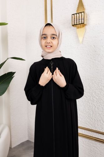 BAĞCIKLI PİLELİ ÇOCUK FERACE & Siyah - 4007 - 4