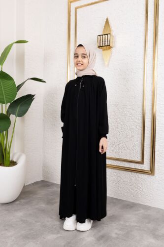BAĞCIKLI PİLELİ ÇOCUK FERACE & Siyah - 4007 - 6