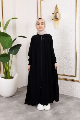 BAĞCIKLI PİLELİ ÇOCUK FERACE & Siyah - 4007 - 9