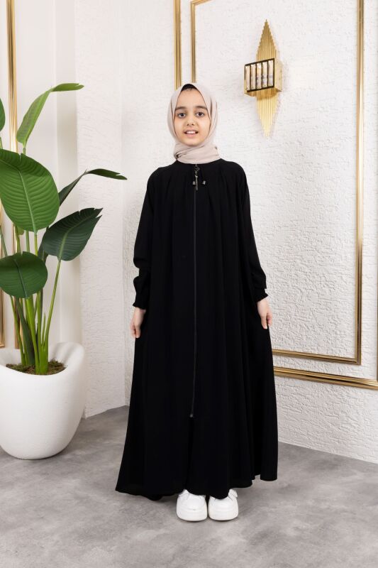 BAĞCIKLI PİLELİ ÇOCUK FERACE & Siyah - 4007 - 9