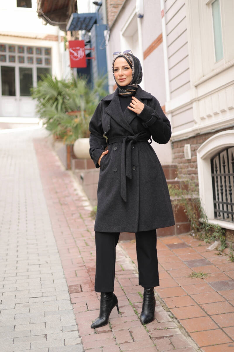 Mevira Moscov Kaşe Kaban Siyah