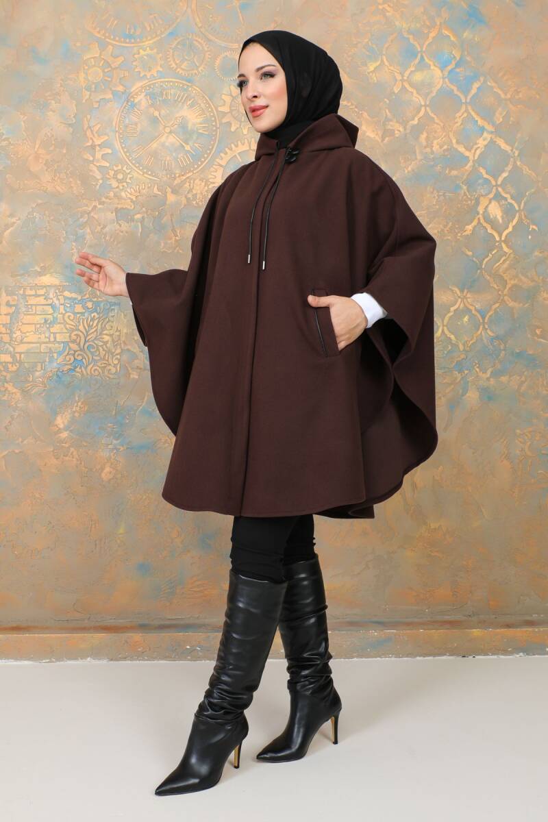 Kaşe Kışlık Kaşe Panço Kahverengi