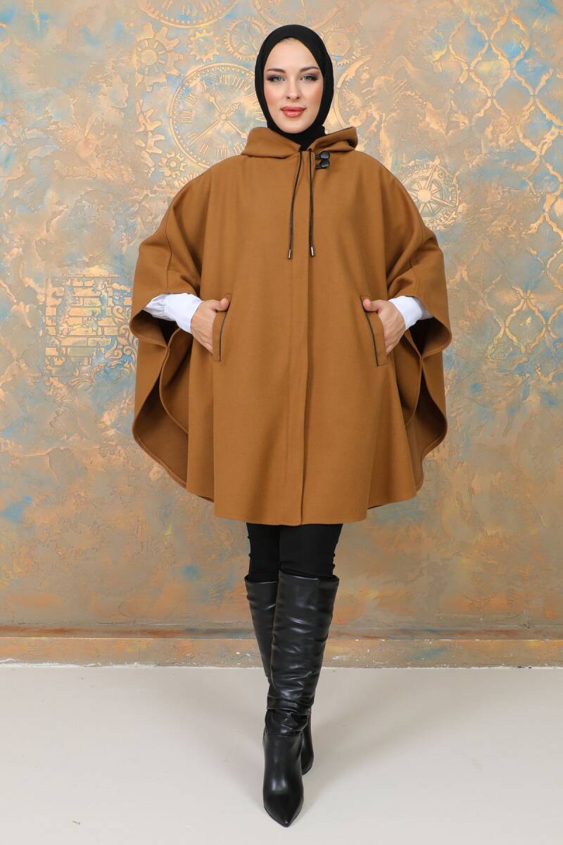 Kaşe Kışlık Kaşe Panço Camel