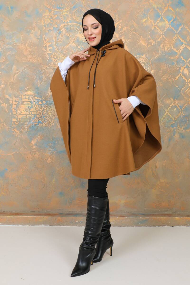 Kaşe Kışlık Kaşe Panço Camel