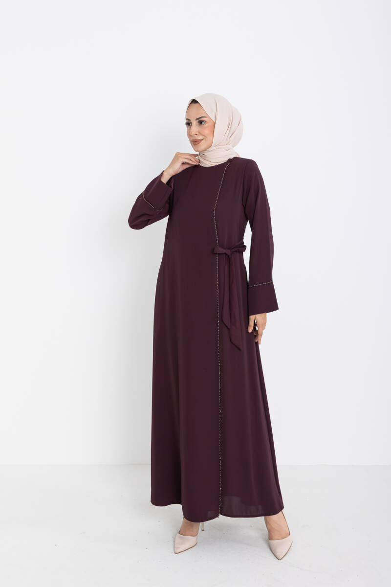 Silve Dubai İpeği Abaya Mürdüm