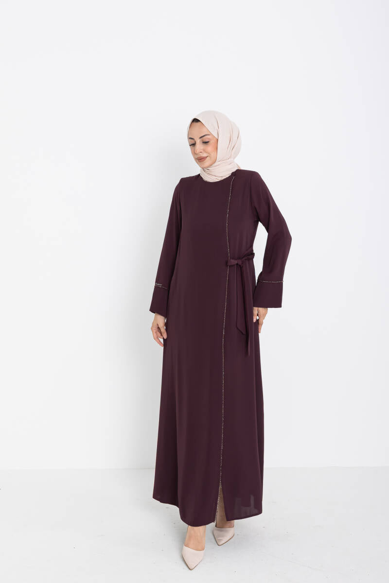 Silve Dubai İpeği Abaya Mürdüm