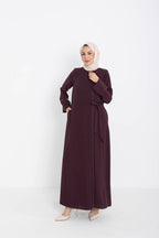 Silve Dubai İpeği Abaya Mürdüm