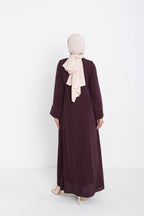 Silve Dubai İpeği Abaya Mürdüm