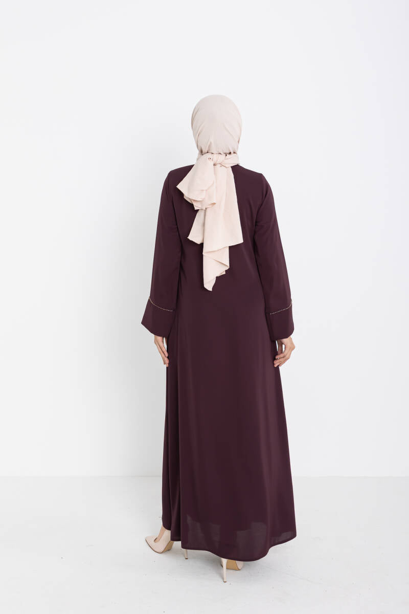 Silve Dubai İpeği Abaya Mürdüm