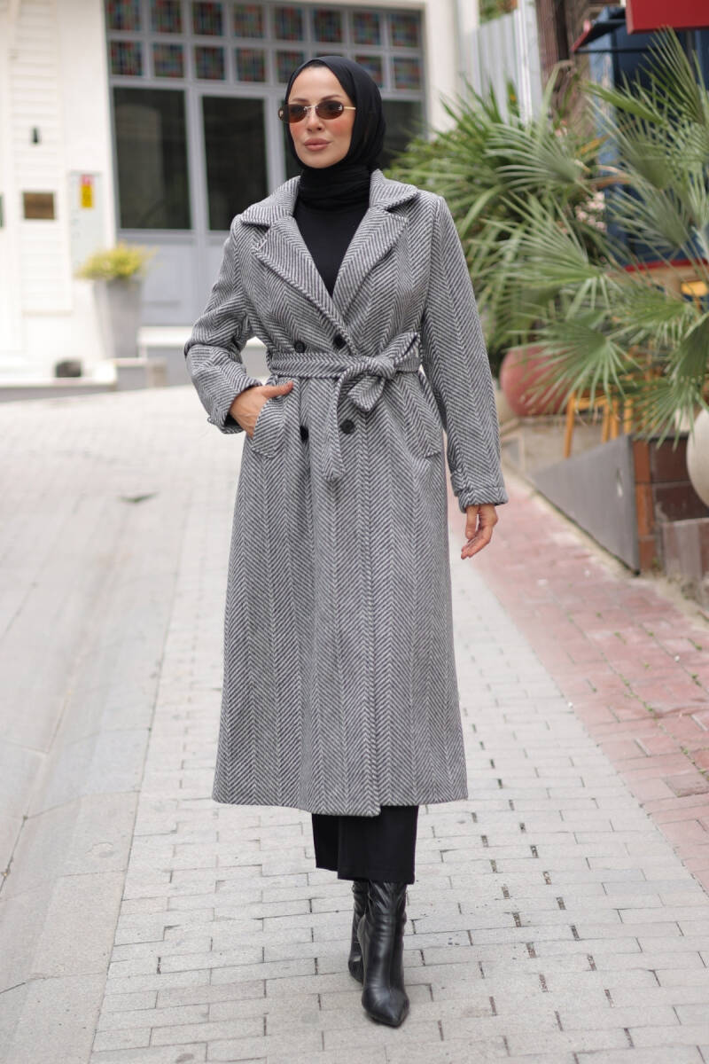 Zühre Kuşaklı Balık Sırtı Kaşe Füme