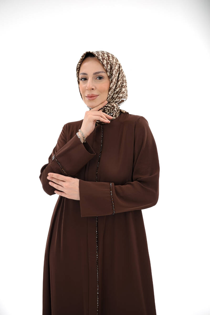 Alin Taşlı Ferace Kahverengi