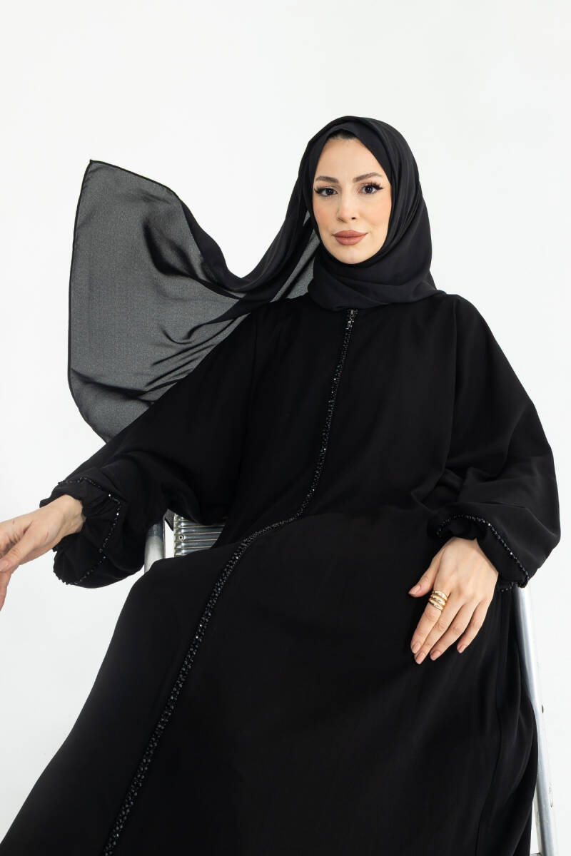 Zümra Taşlı Ferace Siyah