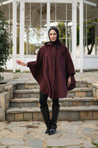 Milena Balıksırtı Kaşe Panço Bordo