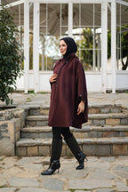 Milena Balıksırtı Kaşe Panço Bordo