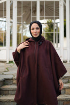 Milena Balıksırtı Kaşe Panço Bordo