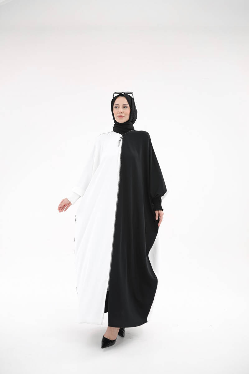 Yarasa Abaya Siyah Beyaz