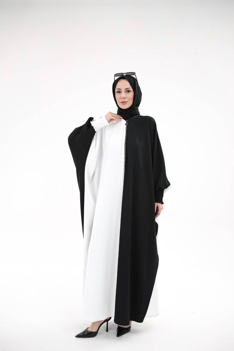 Yarasa Abaya Siyah Beyaz
