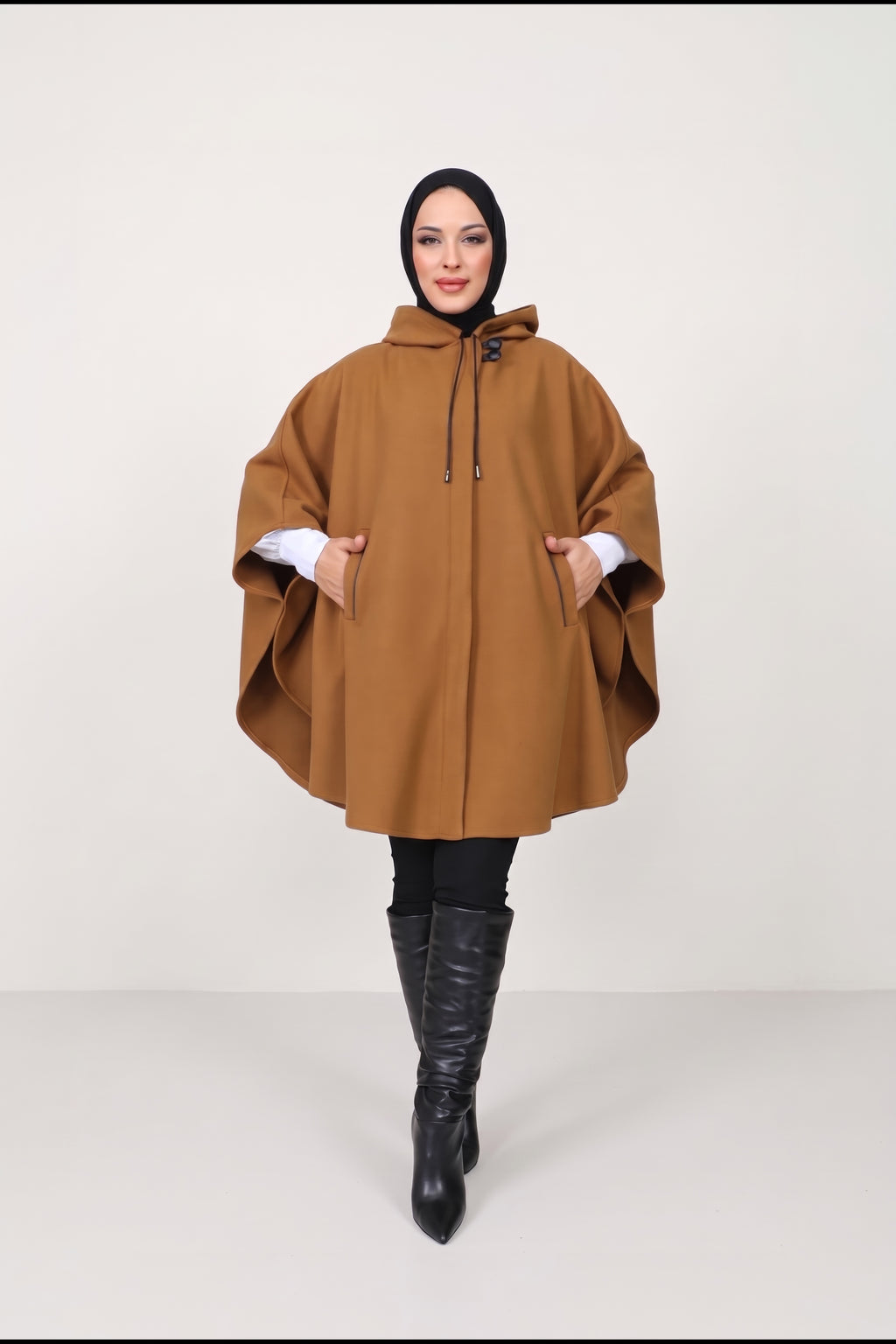 Kaşe Kışlık Kaşe Panço - Camel