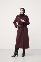 Zühre Kuşaklı Balık Sırtı Kaşe - Bordo