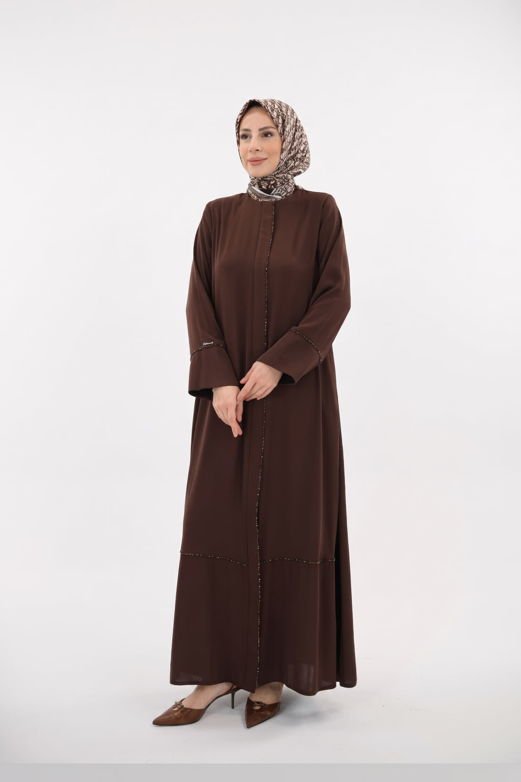 Alin Taşlı Ferace - Kahverengi