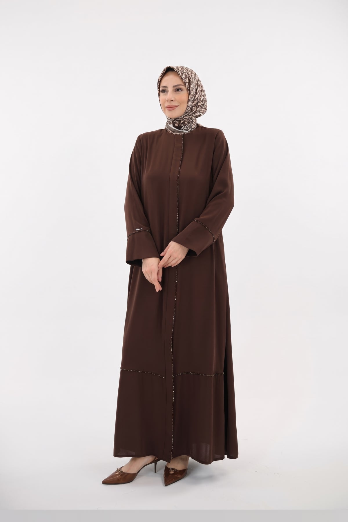 Alin Taşlı Ferace - Kahverengi