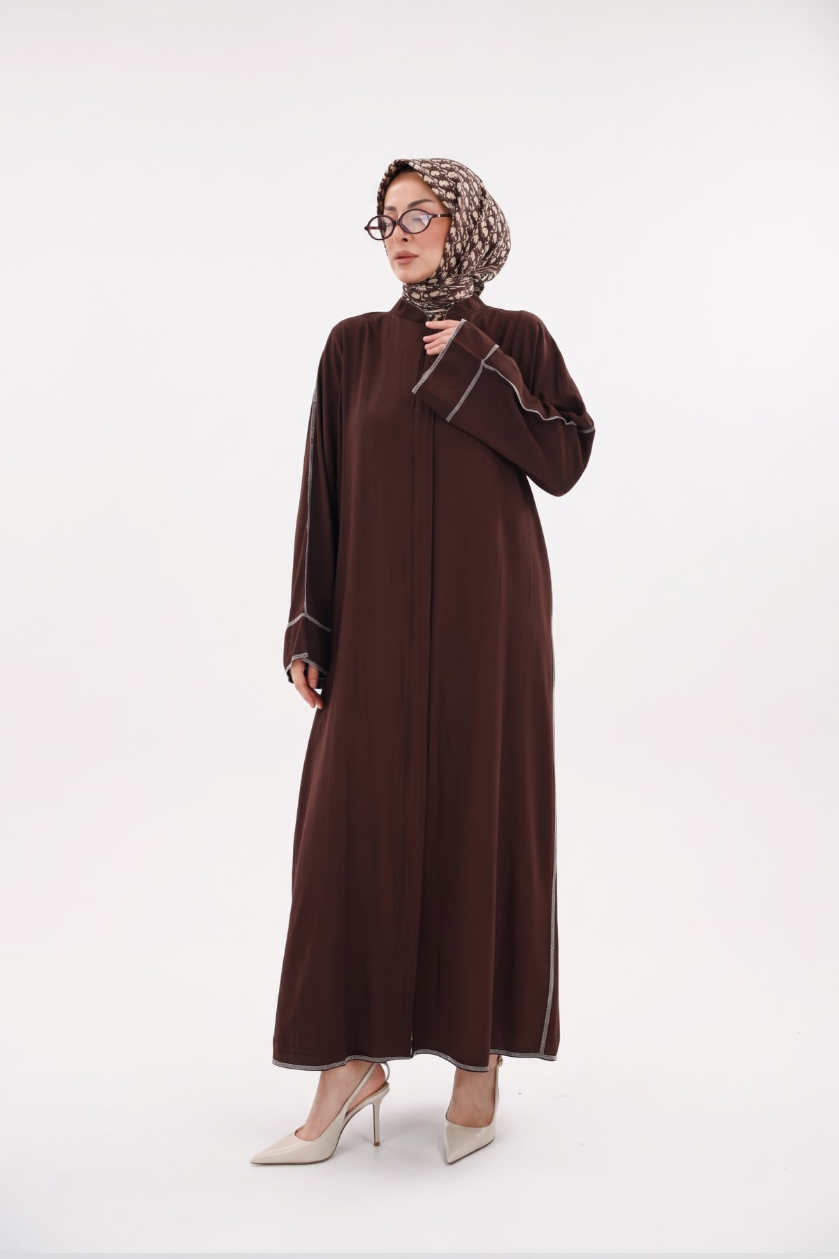 Elira Yıldız Kumaş Ferace - Kahverengi