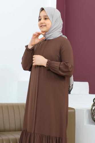 ETEĞİ BÜZGÜLÜ FERACE(ÇOCUK) Camel - 4001 - 2