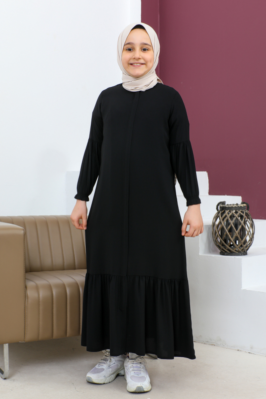 ETEĞİ BÜZGÜLÜ FERACE(ÇOCUK) Siyah - 4001 - 1