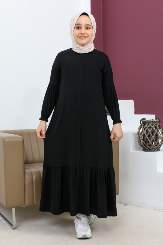 ETEĞİ BÜZGÜLÜ FERACE(ÇOCUK) Siyah - 4001 - 8