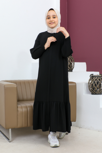ETEĞİ BÜZGÜLÜ FERACE(ÇOCUK) Siyah - 4001 - 10