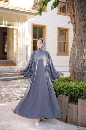 Firuze Elbise Füme - 8008 