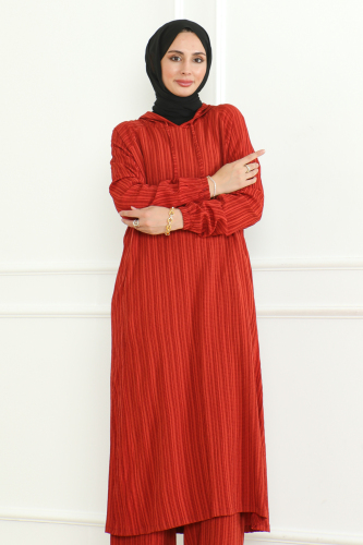 İKİLİ TAKIM KAPİŞONLU & Kırmızı- 3001 - 6
