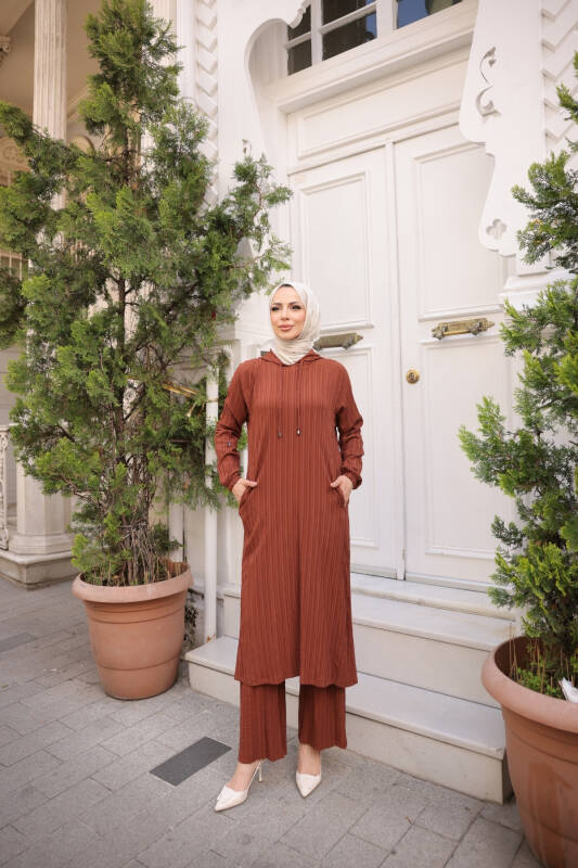 İkili Takım Kapüşonlu -Kiremit-3001 - 1