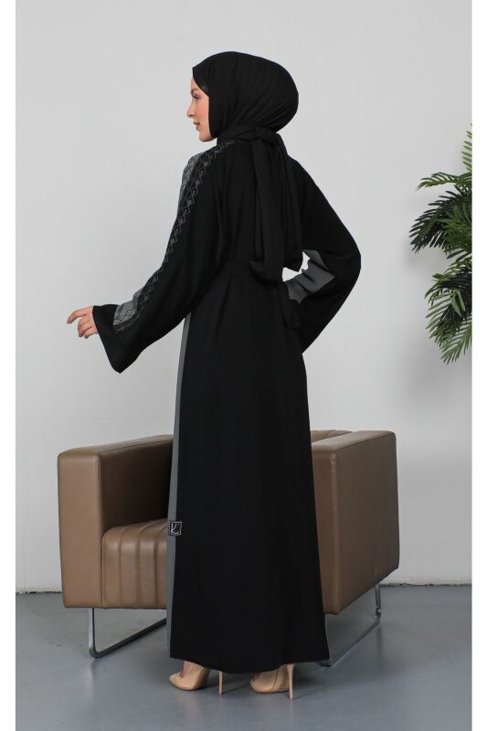 Nakışlı Cupra Kumaş Abaya Haki -2270 - 3